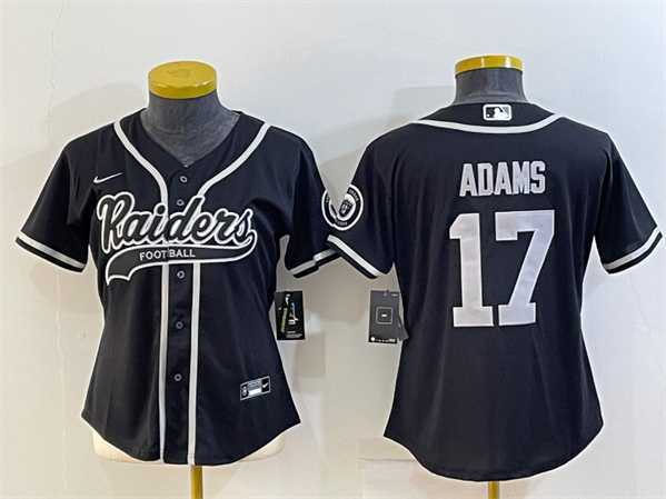 Women%27s Las Vegas Raiders #17 Davante Adams Black With Patch Cool Base Stitched Baseball Jersey
